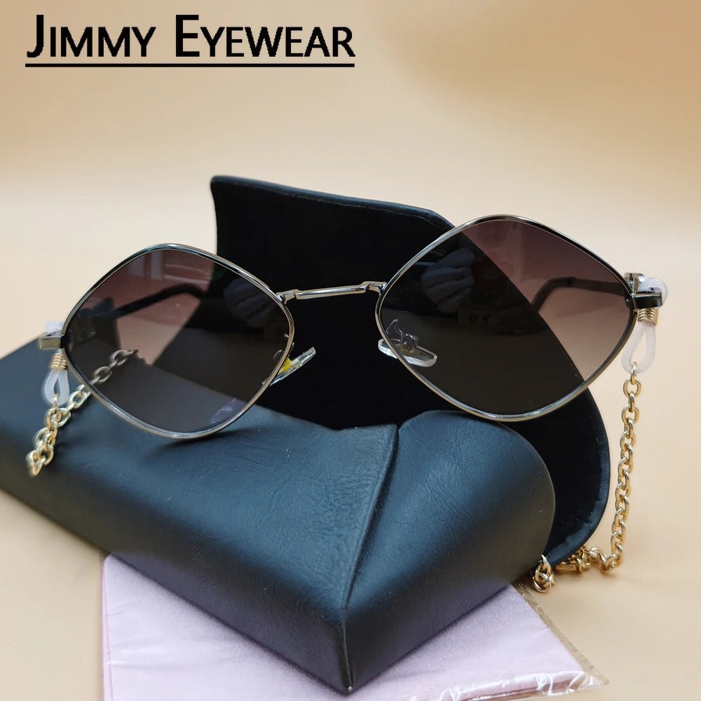 2023 with Chain Women's Sunglasses New Trendy Fashion Small Cat Eye Elegant Metal Eyeglasses for Female Designer UV400 Glasses