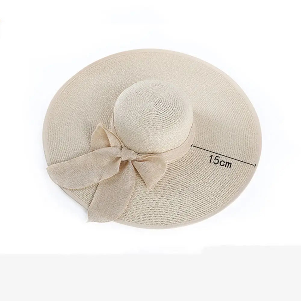 Women's Big Straw Sun Hats Foldable Wide Brim UPF50+ Summer Beach Holiday Roll up Cap Elegant Panama Fashion Fisherman Hat