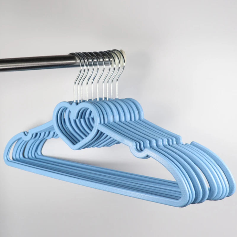 10Pcs Clothes Hanger Durable Abs Girly Heart Pink Love Bow-Knot Pattern Hanger Non-Slip Clothes Hanging Supplies