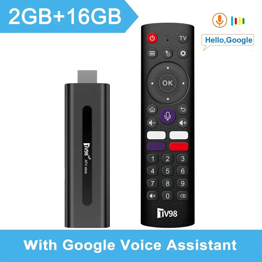 TV98 8K ATV Smart TV Stick BT5.0 Android 14 ATV Allwinner H618 2.4G 5G Wifi Support OTA 4K Player 2GB 16GB Voice remote TV Box