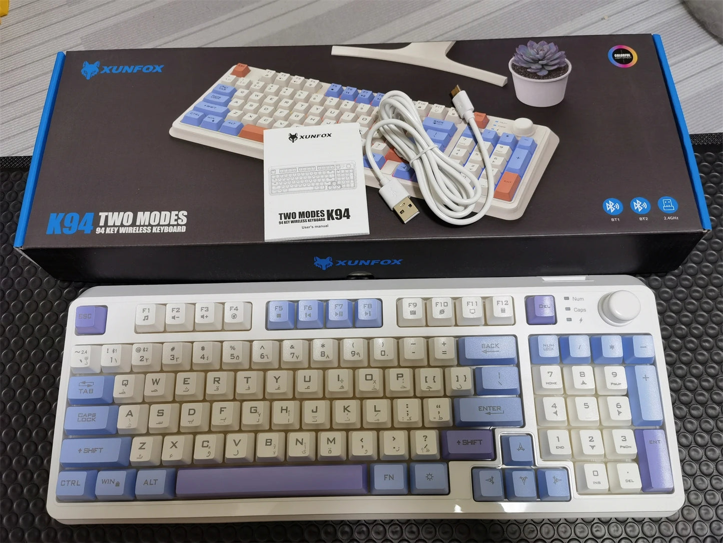 Russian Wireless Keyboard With Russian Layout Spanish Arabic Korean Keyboard Mouse Kit Bluetooth RGB Backlight Volume Knob K94