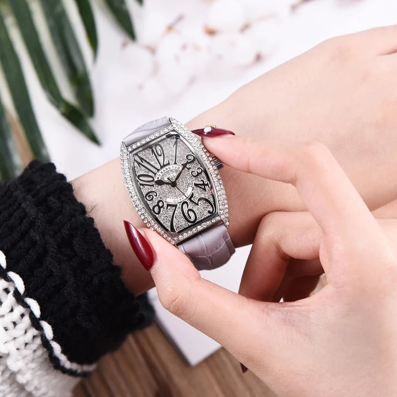 Fashion Unique Design Luxury Diamond Crystal Women Watches Colorful Leather Strap Quartz Girl Ladies Clock Dress Wristwatch