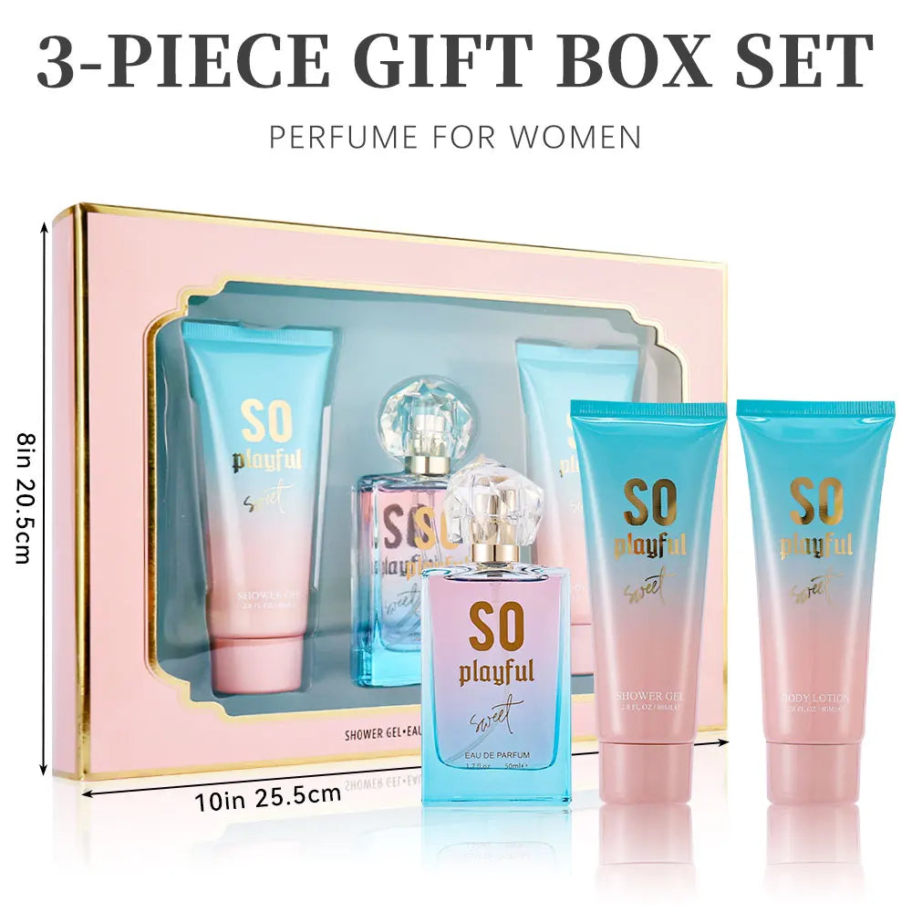 Bath and Body Gift Set for Women & Girls 1.7fl.oz Eau de Parfum Spray 2.8fl.oz Shower Gel 2.8fl.oz Body Lotion Women's Fragrance