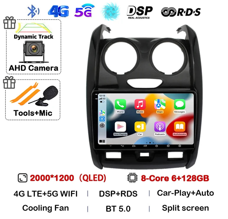 Android 14 Carplay Auto Car Radio For Renault Duster 2015 2016 2017 2018 2019 2020 Multimidia Video Player GPS 4G+WIFI Stereo BT