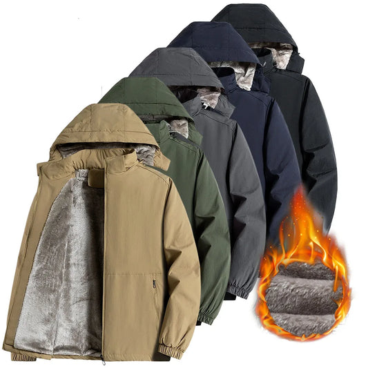 7XL 8XL Winter Jacket Men  Casual Outwear Sportswear Fleece Lining Mens Sherpa Jackets Full Zip Warm Coats  Hoodie Winter Coat