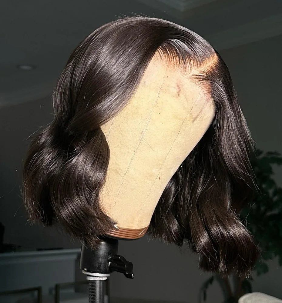 Raw Hair Vietnamese 250 Density 100 Human Hair Lace Frontal Wigs Straight Natural Black 13x6 Bob Wig Lace Front Human Hair Wigs