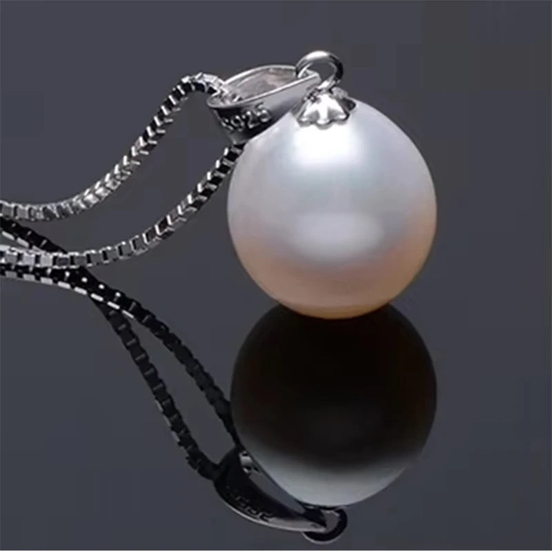 ZHBORUINI Big Sale Pearl Necklace 9-10mm Drop Shape 925 Sterling Silver Natural Freshwater Pearl Pendant Jewelry For Women Gift