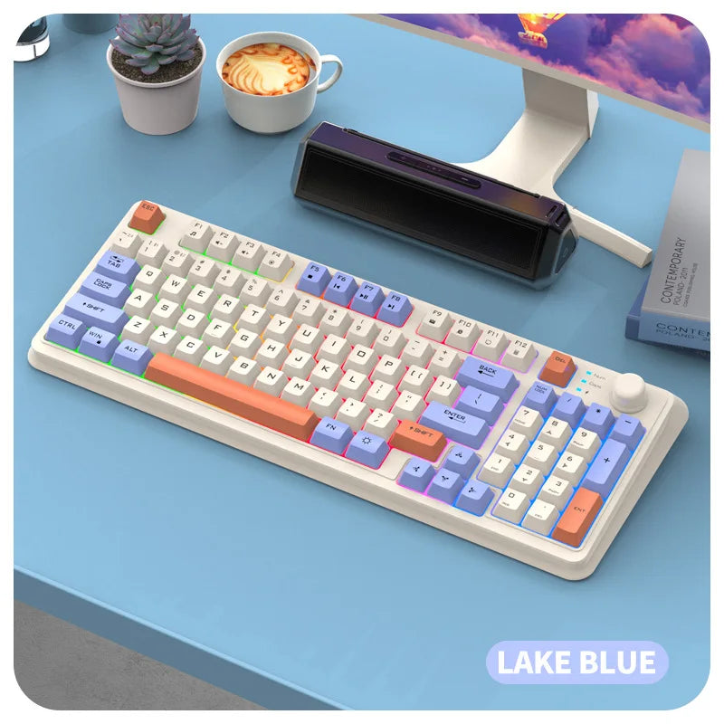 Russian Wireless Keyboard With Russian Layout Spanish Arabic Korean Keyboard Mouse Kit Bluetooth RGB Backlight Volume Knob K94