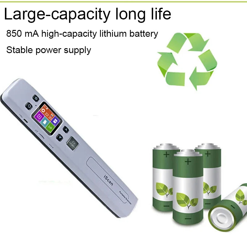 Portable iScan Wifi Scanner Handheld Zero Margin Scanner 1050DPI HD Scanner JPG/PDF for Business Reciepts Scan Document Images