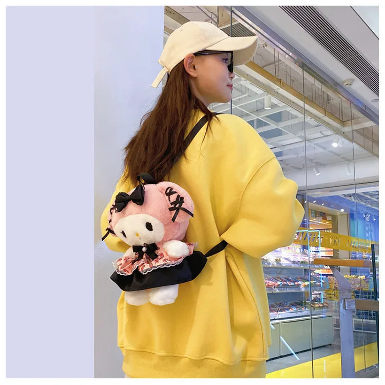 Wholesale Sanrio Plush Kuromi Backpack My Melody Backpack Shoulder Bag Kawaii Plush Toys Lolita Daypack Plushies Doll Girl Gift