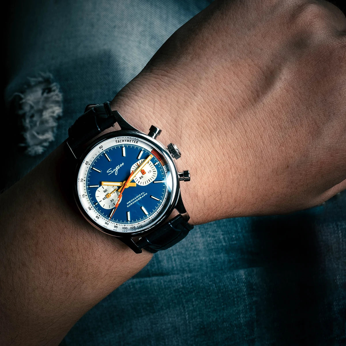 Sugess Watch Mens 1963 Pilot Chronograph Mechanical Wristwatches Tianjin ST19 Movement Swanneck Sapphire Crystal Racing Leather