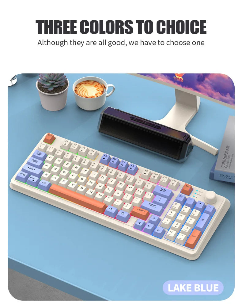 Russian Wireless Keyboard With Russian Layout Spanish Arabic Korean Keyboard Mouse Kit Bluetooth RGB Backlight Volume Knob K94