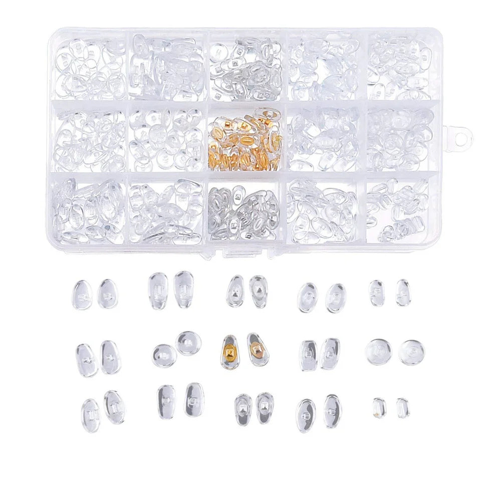 300Pcs/Box Professional Silicone Eyeglass Sunglasses Spectacles Screw On Nose Pads Repair Tool Set Eyewear Glasses Accessories