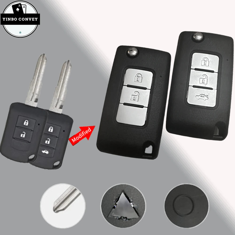 YINBO -Modified Flip Key Shell ASX  2/3 Buttons Car Key MIT11 Blade For Mitsubishi Eclipse Cross GK1W/2W/9W 2017 2018 2019 2020
