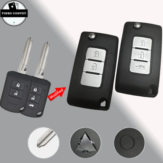 YINBO -Modified Flip Key Shell ASX  2/3 Buttons Car Key MIT11 Blade For Mitsubishi Eclipse Cross GK1W/2W/9W 2017 2018 2019 2020