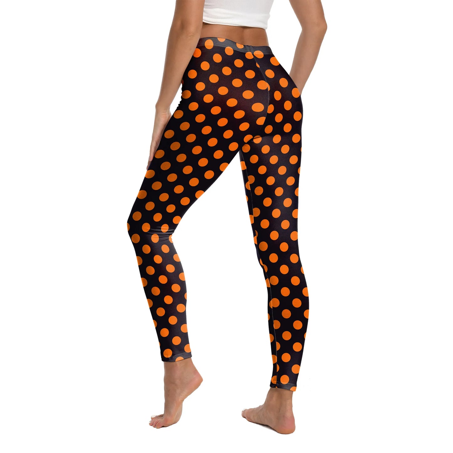 Zawaland Women Pants Yellow Tartan 3D Printing Leggings Halloween Stripe Trousers Female Elastic Tights Mid Waist Long Pants