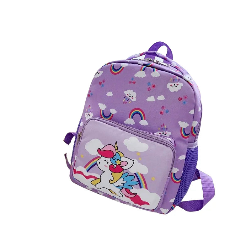 Nylon Waterproof Children's backpack, Cartoon Dinosaur/Unicorn Print, Suitable For Boys And Girls Aged 2-6
