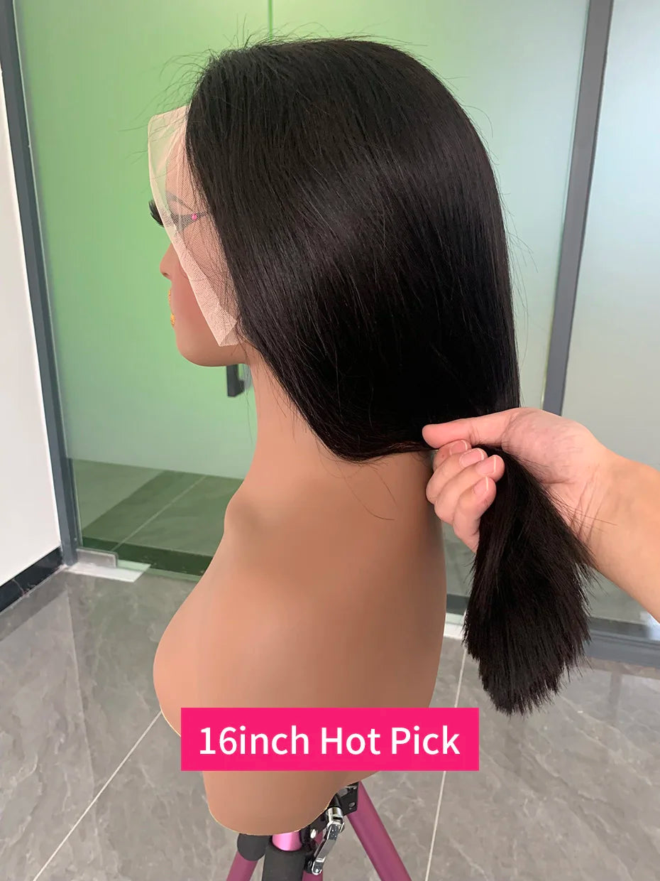 Raw Hair Vietnamese 250 Density 100 Human Hair Lace Frontal Wigs Straight Natural Black 13x6 Bob Wig Lace Front Human Hair Wigs