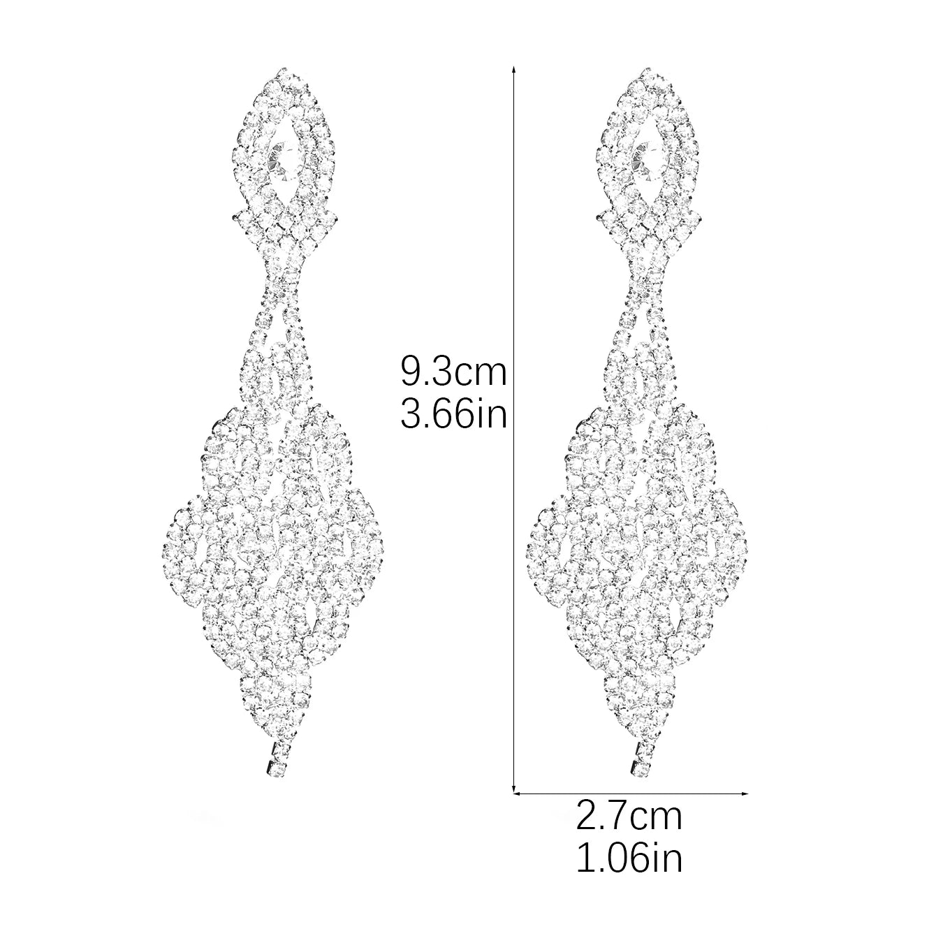 Shiny Multicolored Crystal Long Drop Earrings For Women Brides Classic Geometry Square Dangle Earring Wedding Party Jewelry Gift