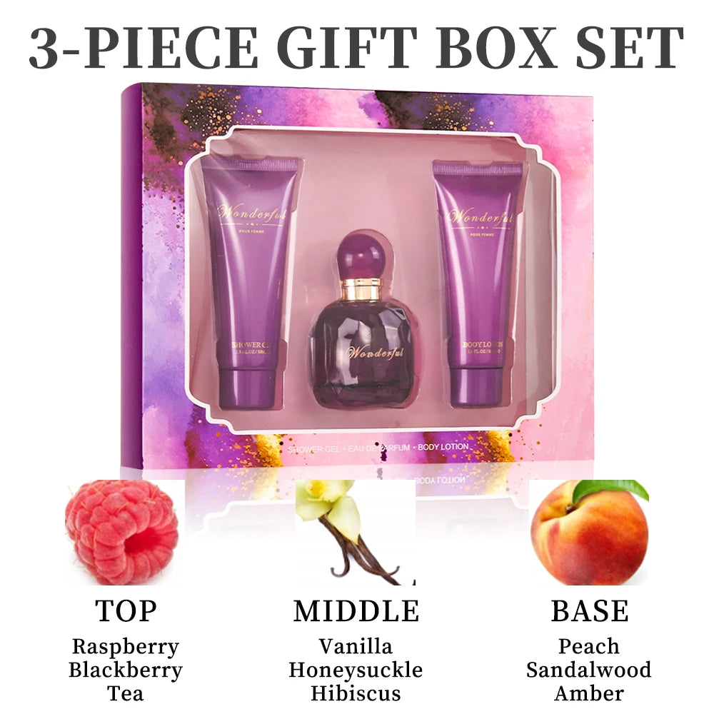 Bath and Body Gift Set for Women & Girls 1.7fl.oz Eau de Parfum Spray 2.8fl.oz Shower Gel 2.8fl.oz Body Lotion Women's Fragrance