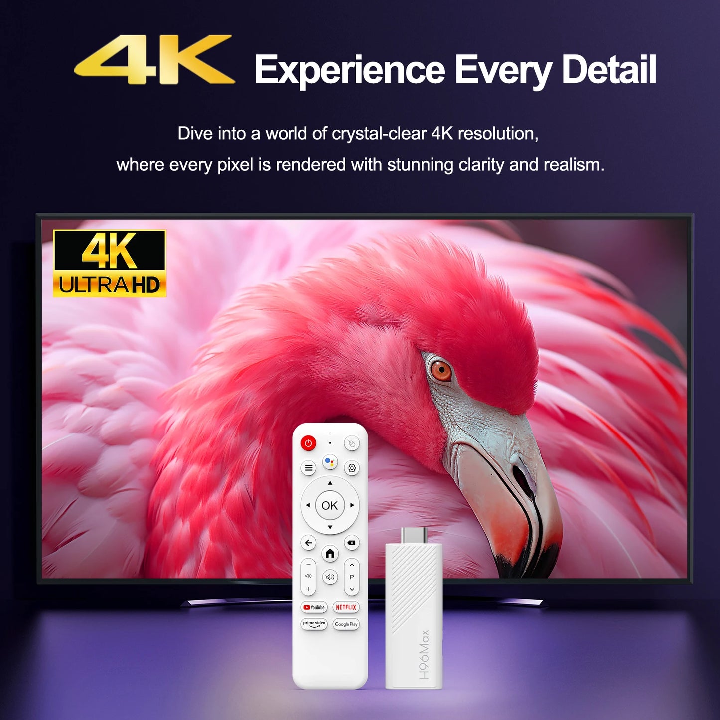 Android 14.0 TV Stick H96 MAX Allwinner H313 with 4K HD 2.4G 5G wifi6 8GB 16GB Voice Remote