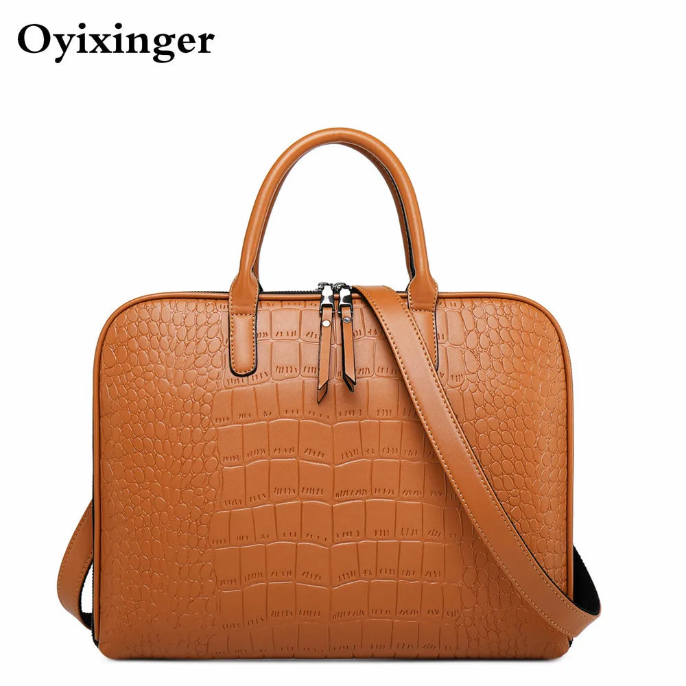 Ladies Computer Handbags For Women Office Handbag Girls Leather Shoulder Bag Woman Business Laptop Briefcases For Lenovo Hp Dell