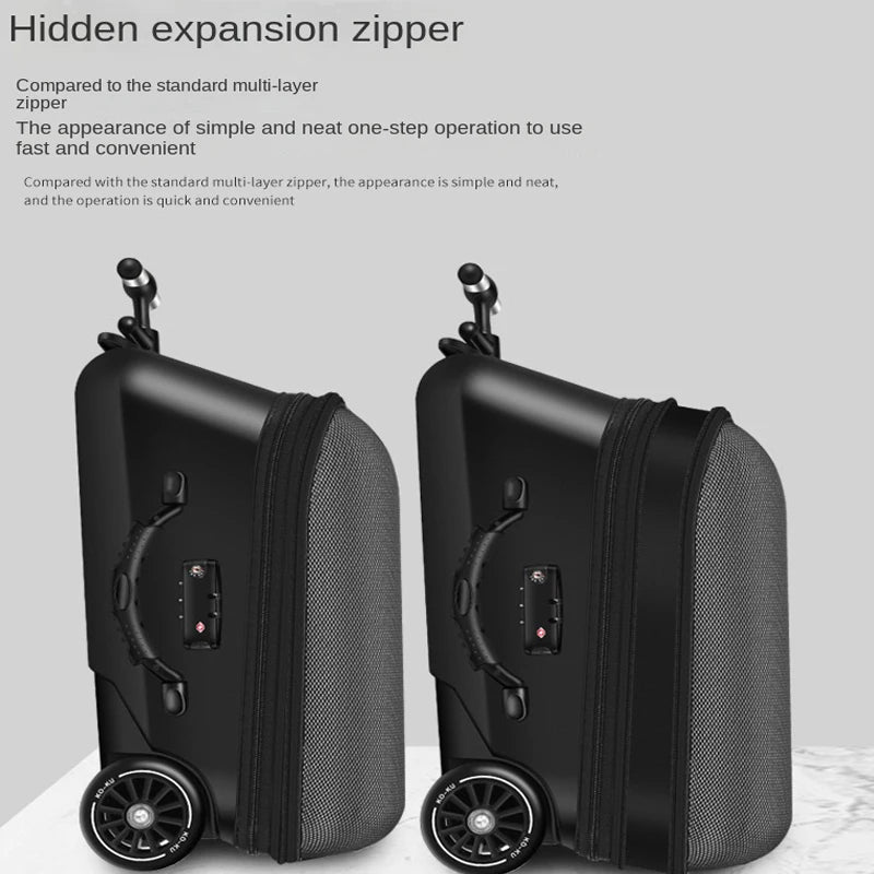 KO-KU Luggage Children's carrier can Sit and Ride with Guardrail TSA Lock Removable Trolley Case Expansion 7CM Boarding Suitcase