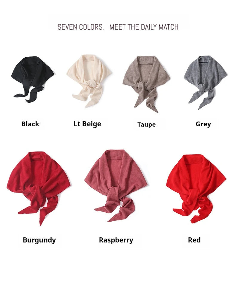 2024 Trend Large Triangle Shawl Scarf 100% Wool Women Knitted Accessories Cape Casual Soft Warm Cappa Cozy Black Gray Red