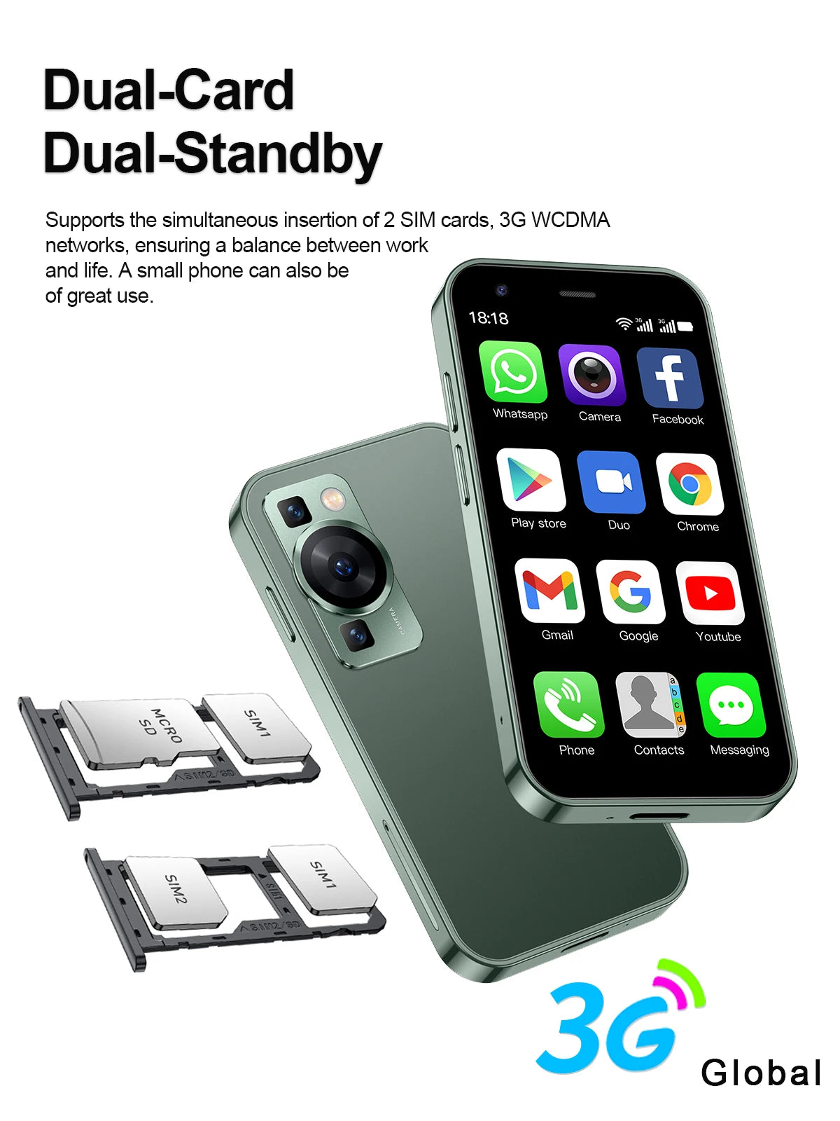 SERVO P60 PRO Mini Android Smartphone 3.0" Display Google Play 2GB+16GB WIFI Hotspot GPS Small Pocket Mobile Phones Low Price