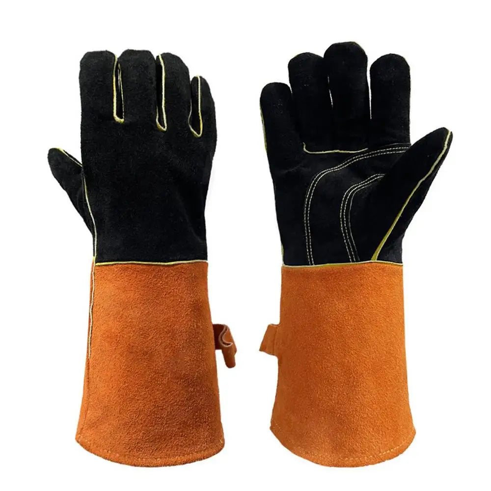 1 pair of BBQ Gloves kitchen  High Temperature Resistance Oven Mitts Fireproof Barbecue Heat Insulation Microwave Oven Gloves