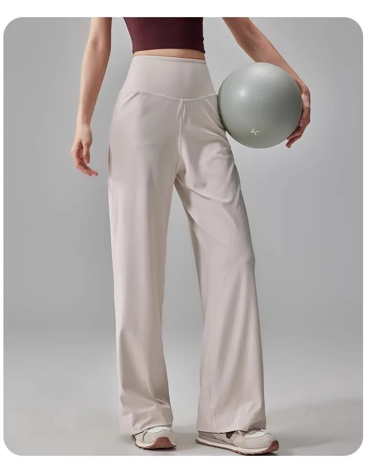 Women's High Quality Pants With Pockets High Waist Stretch Loose Sweatpants Nake-Feeling Sports Leisure  Yoga Workout Pants