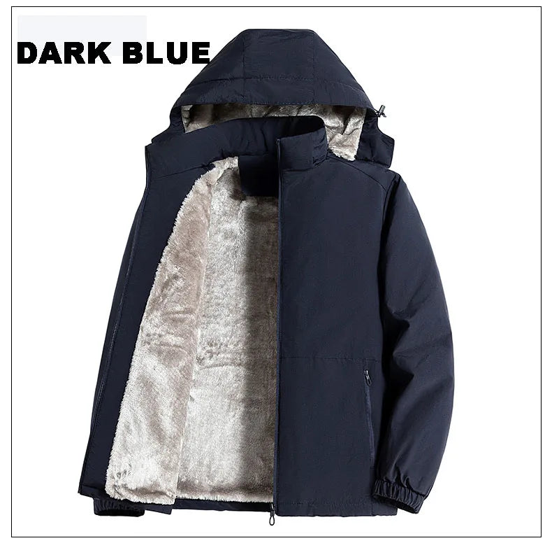 7XL 8XL Winter Jacket Men  Casual Outwear Sportswear Fleece Lining Mens Sherpa Jackets Full Zip Warm Coats  Hoodie Winter Coat
