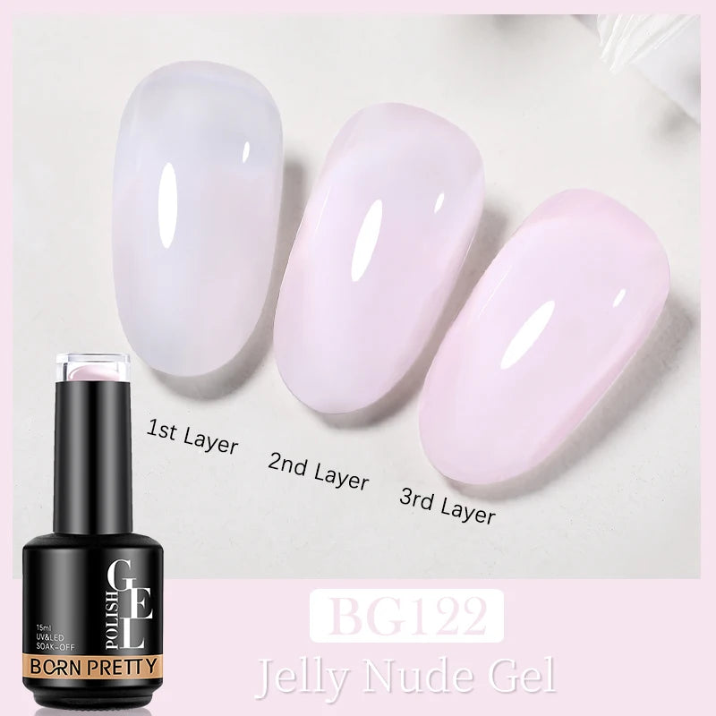 BORN PRETTY 15ML Jelly Purple Nail Gel Polish Transparent Colorful Translucent Pink Semi Permanent Soak Off Nail Art Gel Varnish