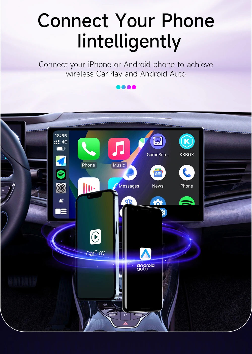 2024 HEYINCAR CarPlay Smart Ai Box Android Wireless CarPlay Android Auto Adapter For Netflix For YouTube car intelligent systems