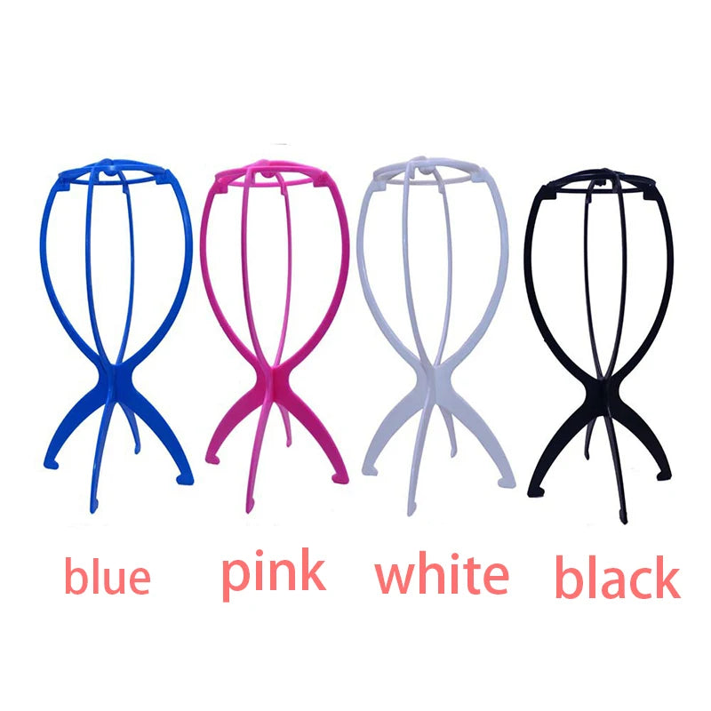 1PCS Folding Wig Stand Plastic Adjustable Portable Hat Display Stand Durable Mannequin Dummy Head Plastic Black, pink, blue