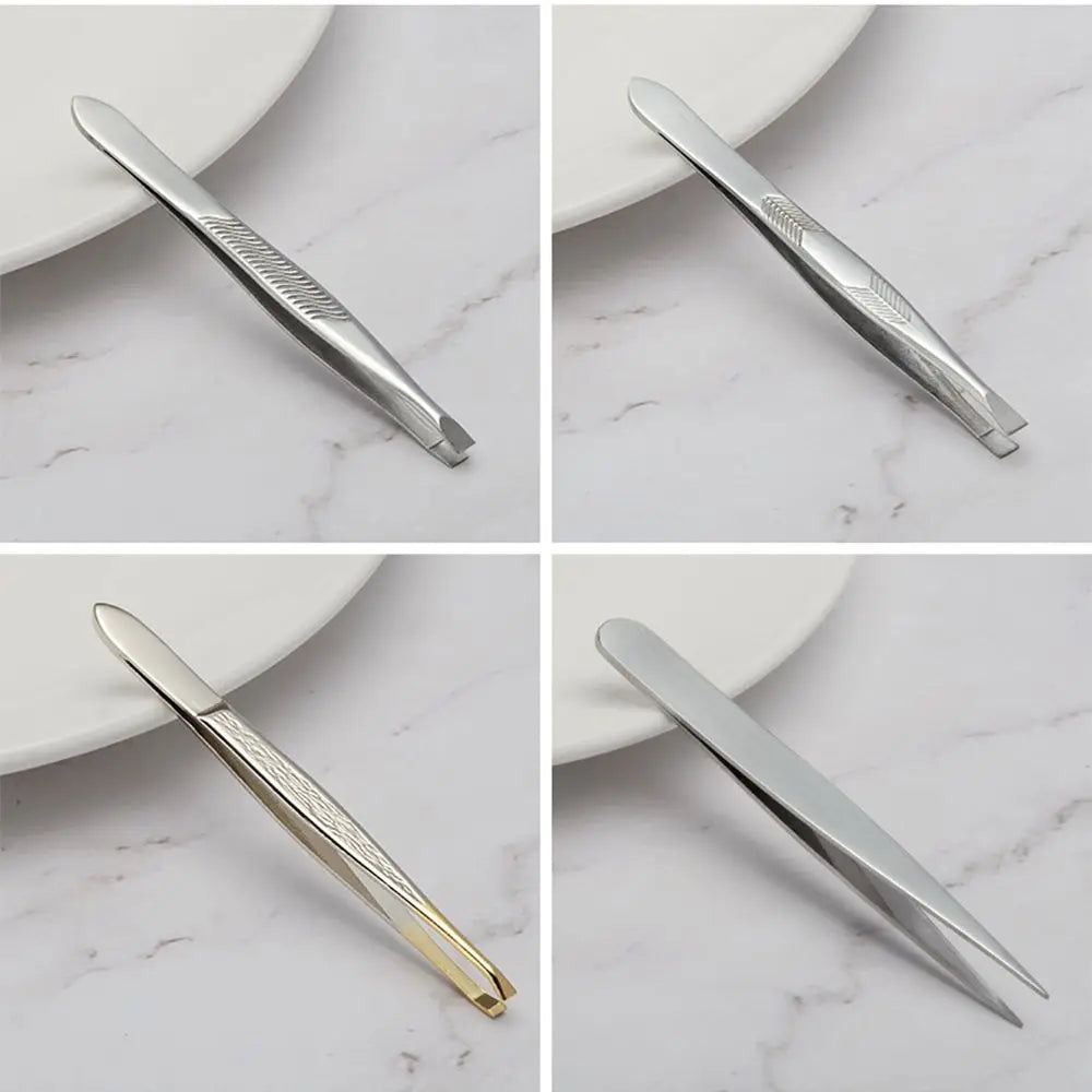 1PC Stainless Steel Slant/Tip/Flat Eyebrow Tweezer for Facial Hair Ingrown Hair Removal Tool Tweezers For Plucking Eyebrows