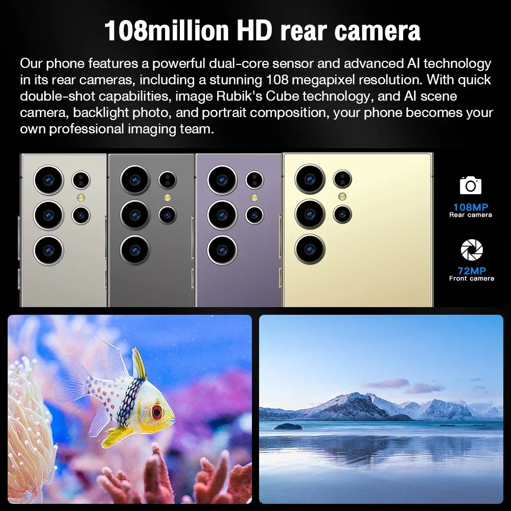 2025New S24 Ultra 7.3HD Cellphones Global Version 4G 5G Original Smartphone Dual SIM Android 14 Cell Phone 8000mAh Mobile Phones