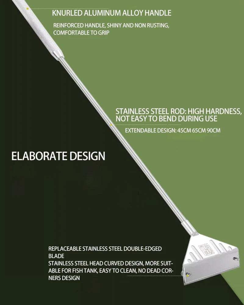 ZRDR Stainless Steel Aquarium Fish Tank Algae Scraper Blade Aquatic Water Live Plant Grass Cleaning Multi-Tool Cleaner Kit Set