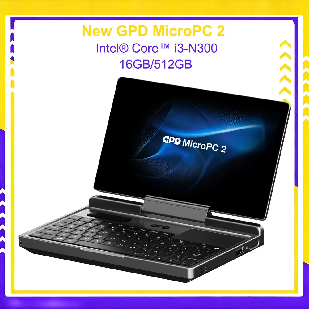 2025 New GPD MicroPC 2 7Inches Mini Industry Laptop Intel® Core™ i3-N300 16GB/512GB Windows 11 Portable Computer Notebook