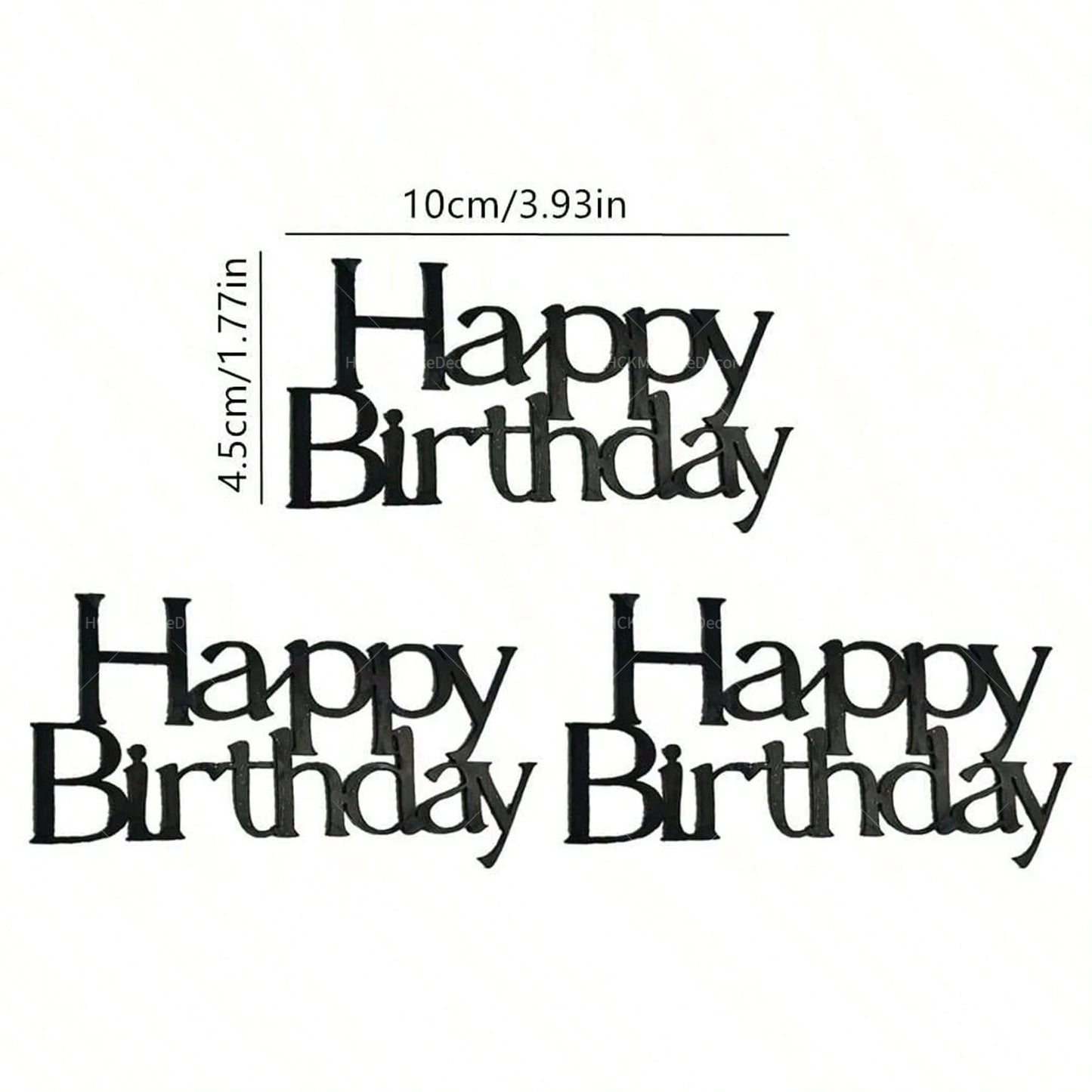 3PCS Happy Birthday Cake Topper Simple Lines Acrylic Gold Silver Black Dessert Toppers for Birthday Party Cake Decorations