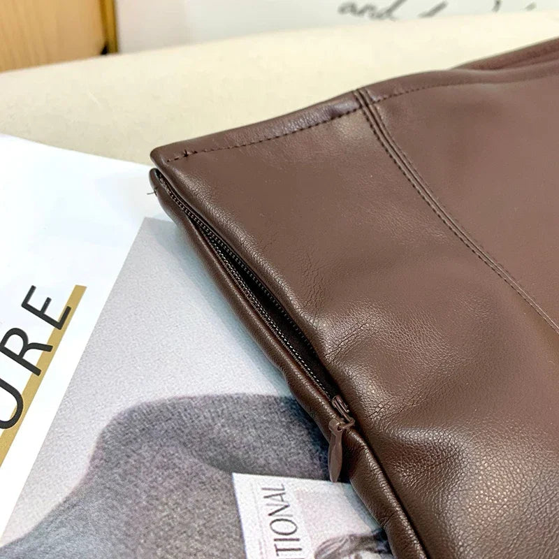 Vintage Faux PU Leather Hobble Skirts Women Sexy Bodycon Midi Skirts Hem Split Ladies Mermaid Skirt Party Clothes New Custom