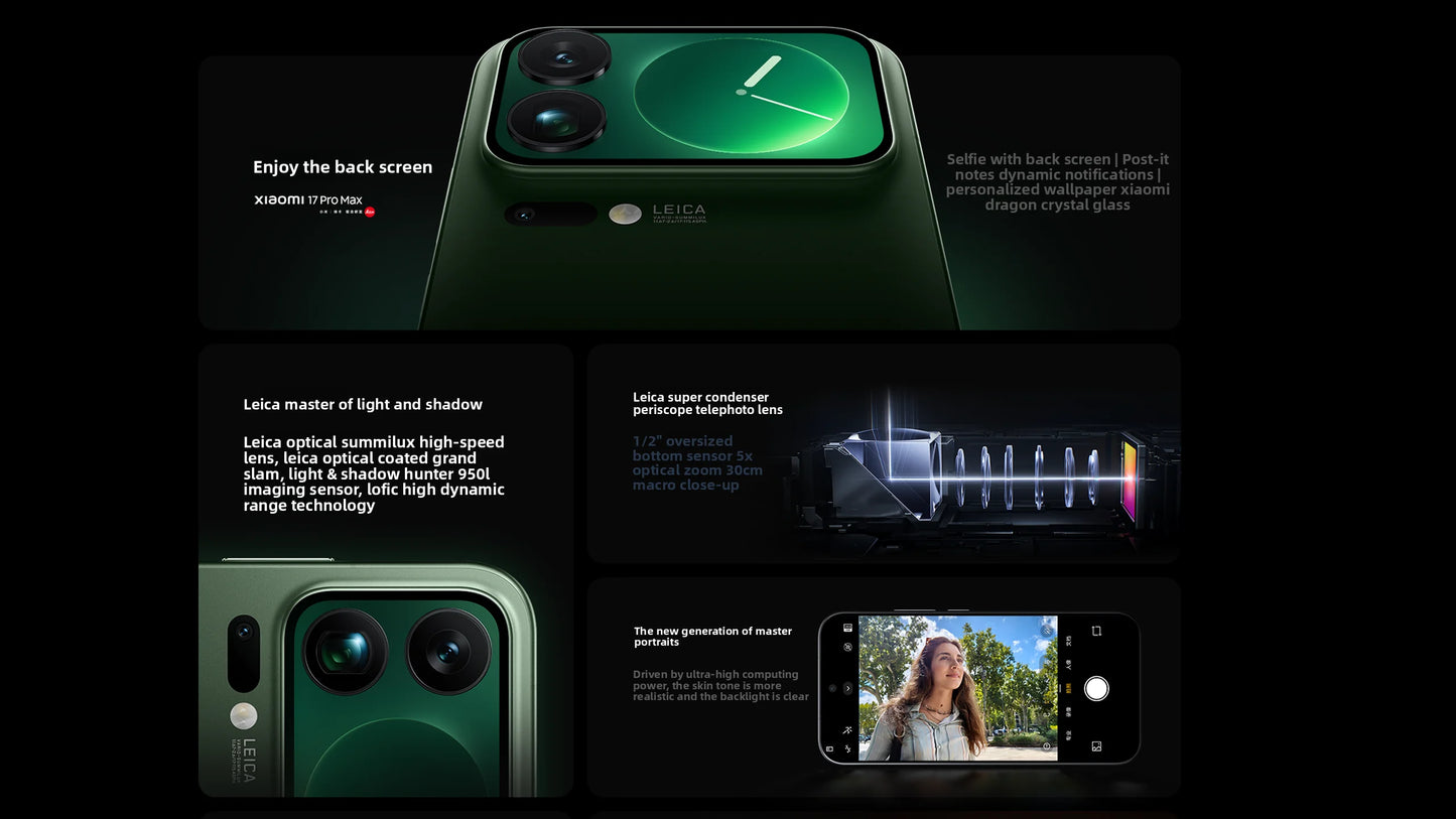 CN Version Xiaomi 17 Pro Max Smartphone 6.9" Display Snapdragon 8 Elite Gen5 7500mAh Battery 100W Hyper Charge Dual Screen