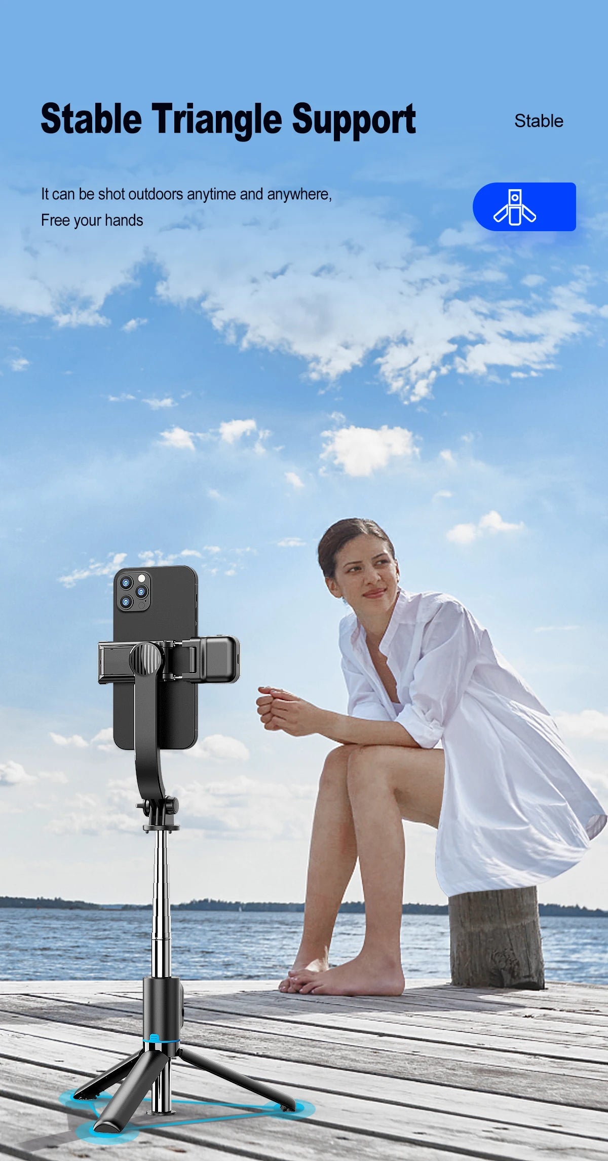 C01s Selfie Stick Tripod with Fill Light, Detachable Phone Bracket Monopod,  Wireless Bluetooth Remote for Huawei iPhone Android