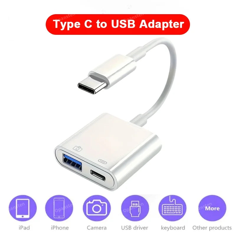 OTG Adapter For iPhone 16 15 14 13 12 Pro Max XR 8 Plus 8 Pin To USB Cable 3.0 Converter For Mouse Keyboard Camera Card Reader