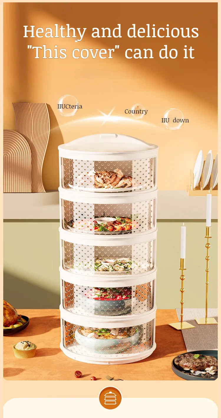 Household thermal dish cover Multilayer storage box leftovers dustproof table folding dish cover