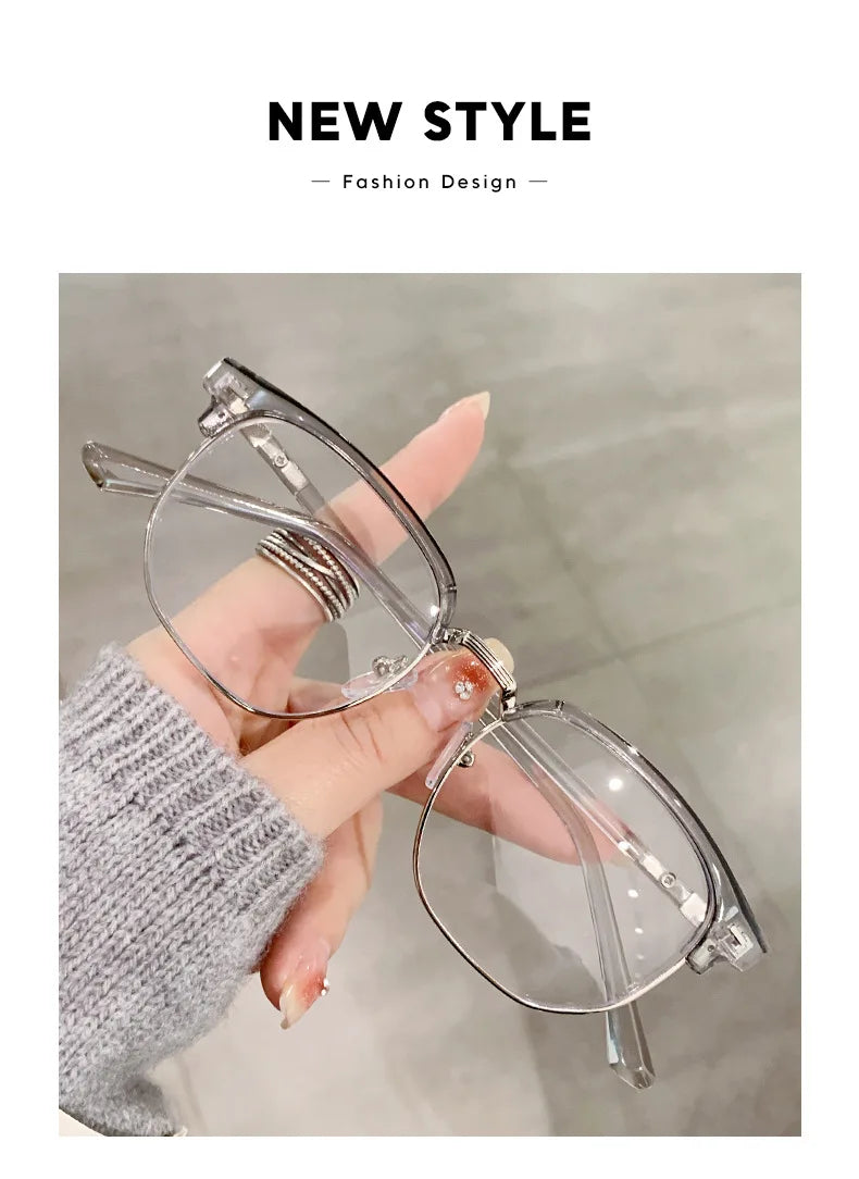 XJiea 2024 Photochromic Anti-blue Light Glasses Men Fashion Rectangle Semi Rimless Eyewear For Women Office Computer Goggle