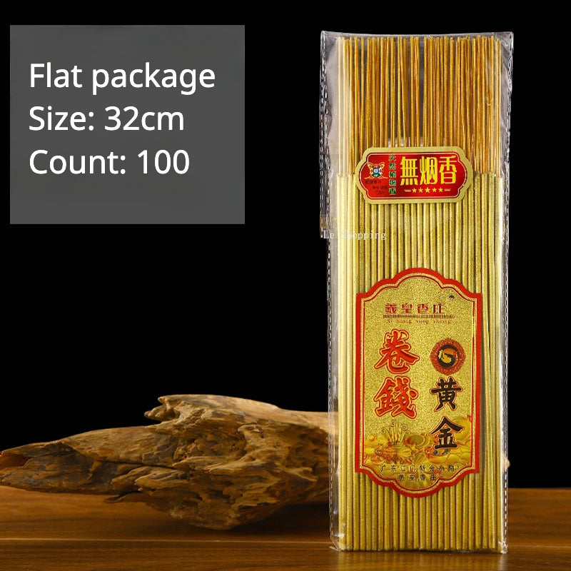 Stick Incense Golden Roll Money Handmade Smoke-free Bamboo Incense Indoor Office Purify Air/an Incense Help Sleep Natural Aroma