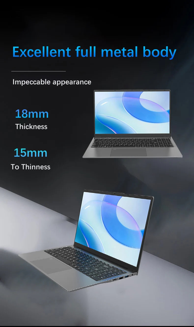 15.6 Inch Gaming Laptop AMD Ryzen™ 7 5825U Business Computer 2*DDR4 MAX 32GB 2TB SSD Windows11 Fingerprint Office Notebook