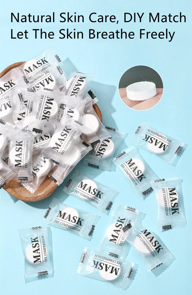 100PCS DIY Compressed Facial Mask: Disposable Non-woven Facial Mask with the Characteristics of Being Extremely Easy to Carry
