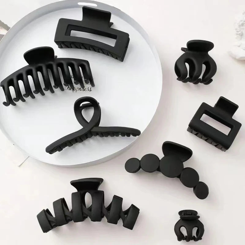 Women Fashion Black Large Hair Claws Multiple Styles Barrette Crab Hair Clips Headwear for Women Girls Hair Accessories